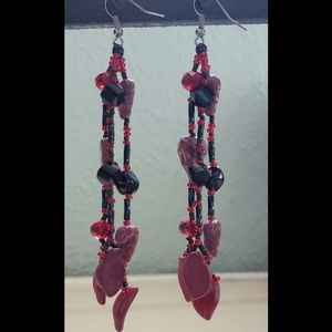 Handmade Glass Beaded Leaf Earrings